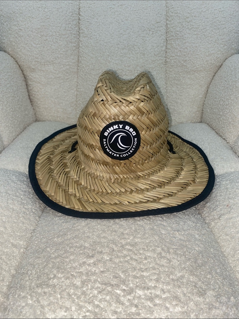 Binky Bro Straw Sun Hat with Black Trim